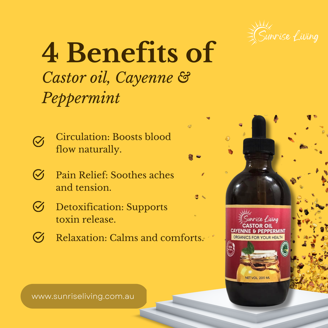 CASTOR OIL, CAYENNE AND PEPPERMINT 100% PURE & ORGANIC